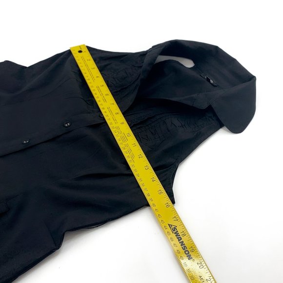 XOXO Long Button Down Black Shirt Sz Small Collared Sleeveless Belt Loops Cotton - Picture 8 of 8